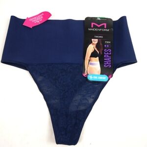 Maidenform Women's Tame Your Tummy Lace Thong Panties Navy Lace Size Medium NWT